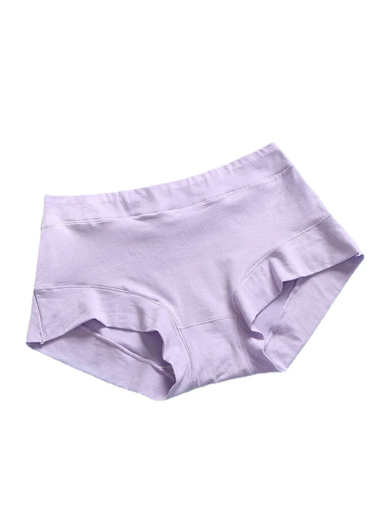 1Pcs Women Cotton Seamless Solid Breathable Cozy Mid Waist Panties - Multi Color