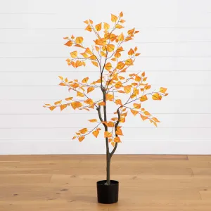 4' Autumn Birch Leaf Artificial Fall Tree