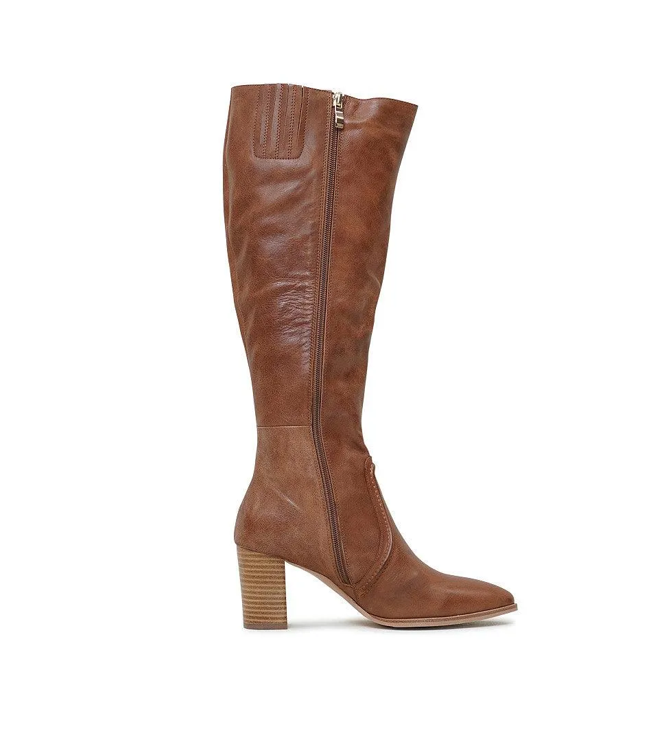 Ammies Cognac Leather Knee High Boots