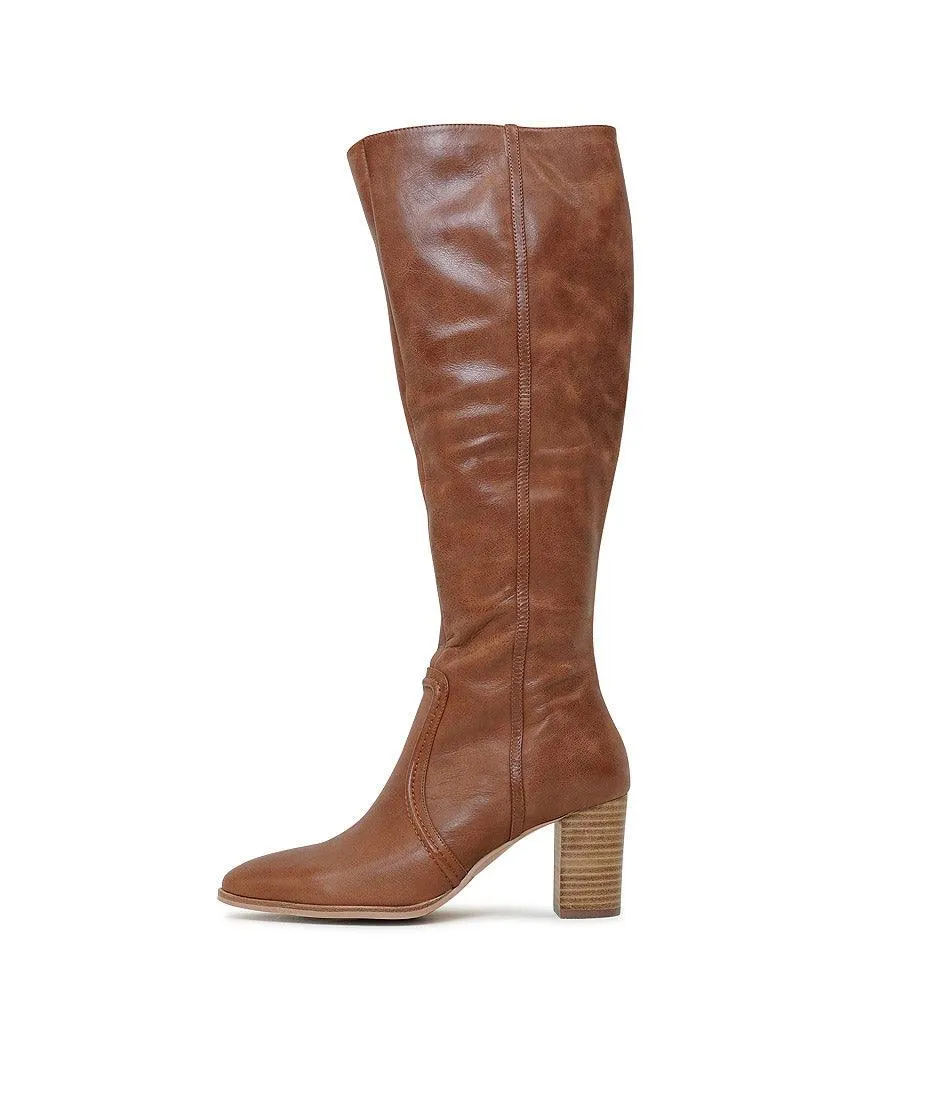 Ammies Cognac Leather Knee High Boots