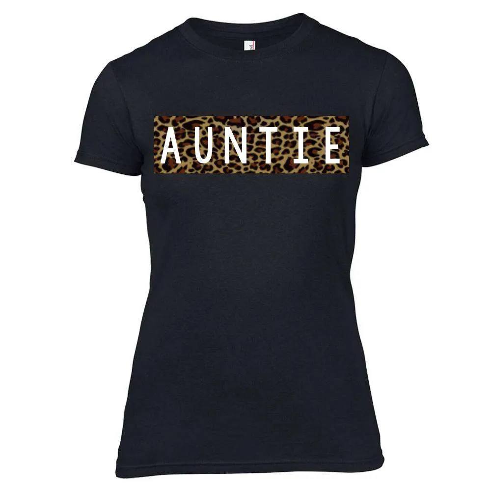 Auntie & Mini Leopard Print Matching Black Tees (MRK X)