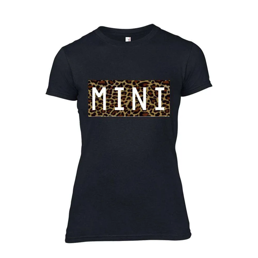 Auntie & Mini Leopard Print Matching Black Tees (MRK X)