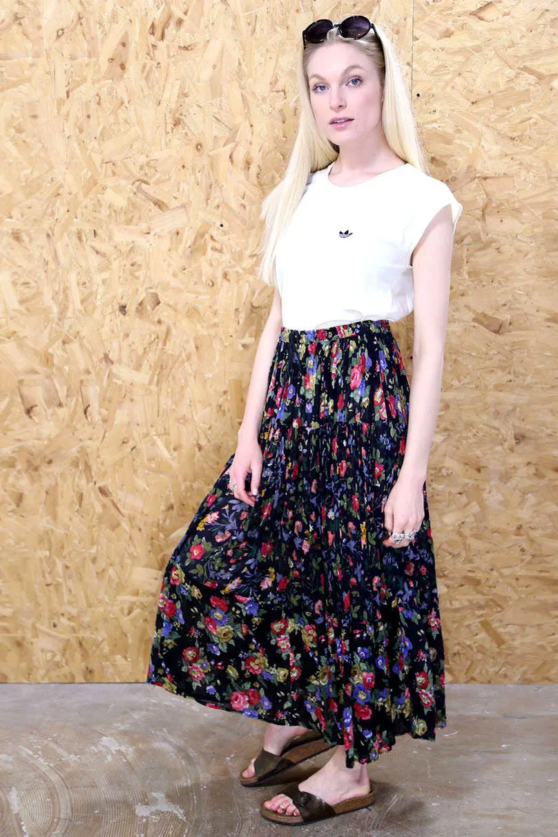 Bohemian Ditsy Floral Print Maxi Skirt