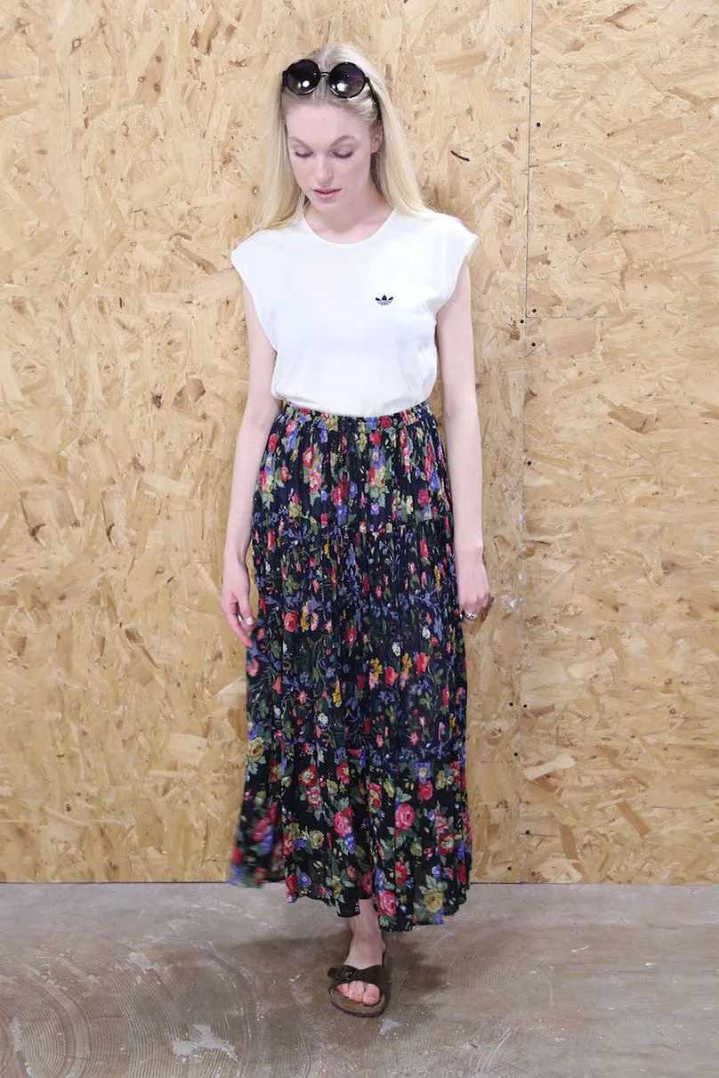 Bohemian Ditsy Floral Print Maxi Skirt