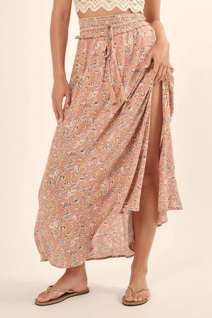 Bohemian Heart Paisley-Print Maxi Skirt