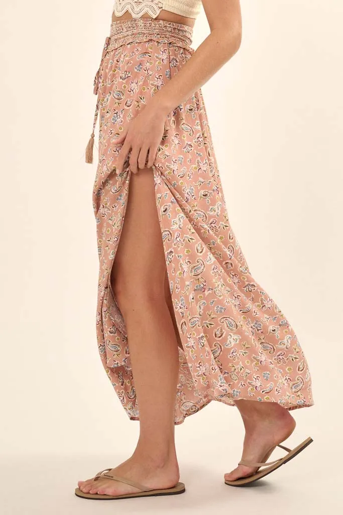 Bohemian Heart Paisley-Print Maxi Skirt