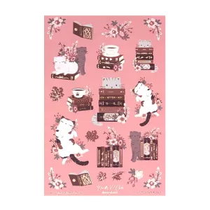 Books & Cats Blush (Deco Sheet   rose gold foil) - Restock