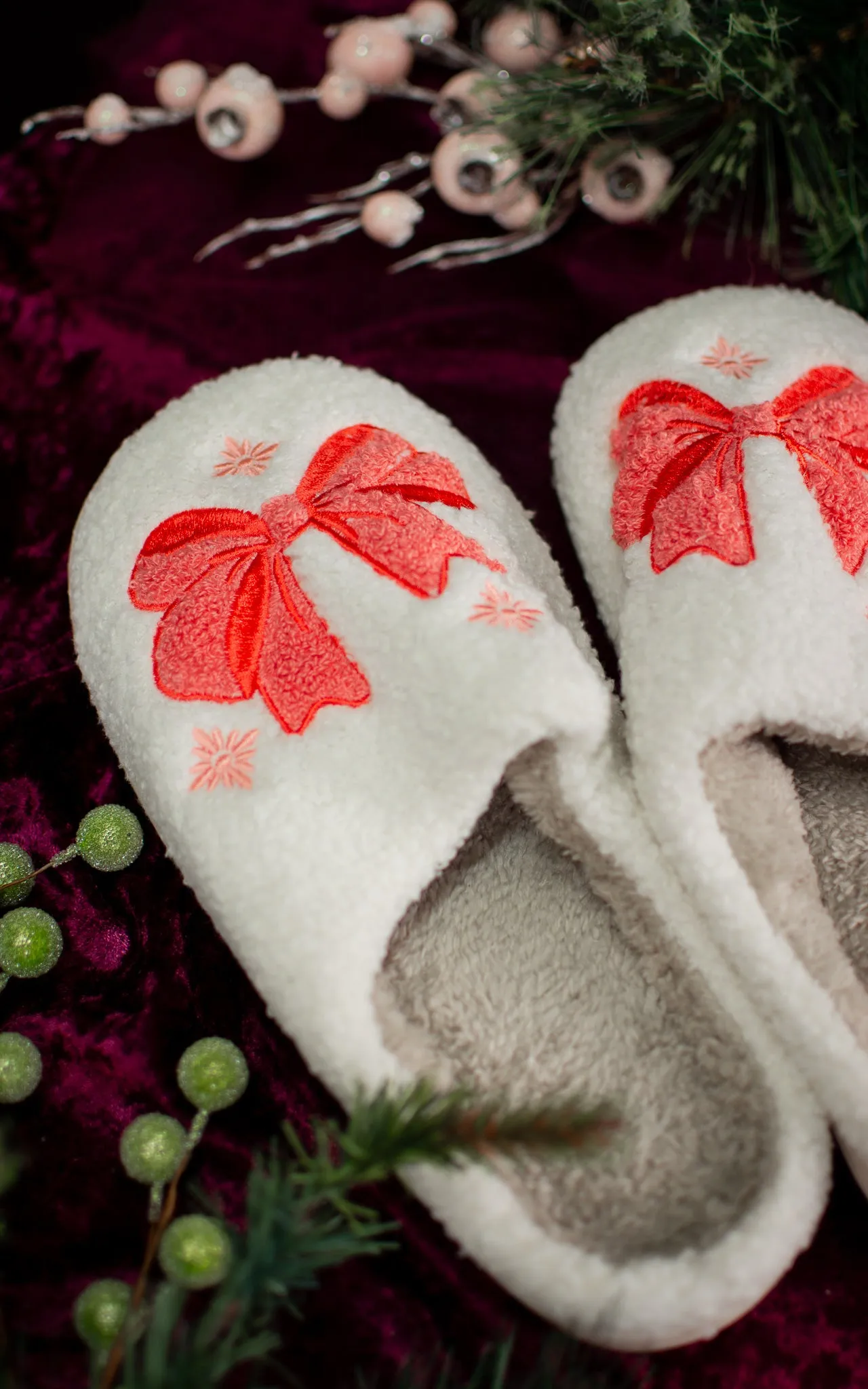 Bow Holiday Slippers