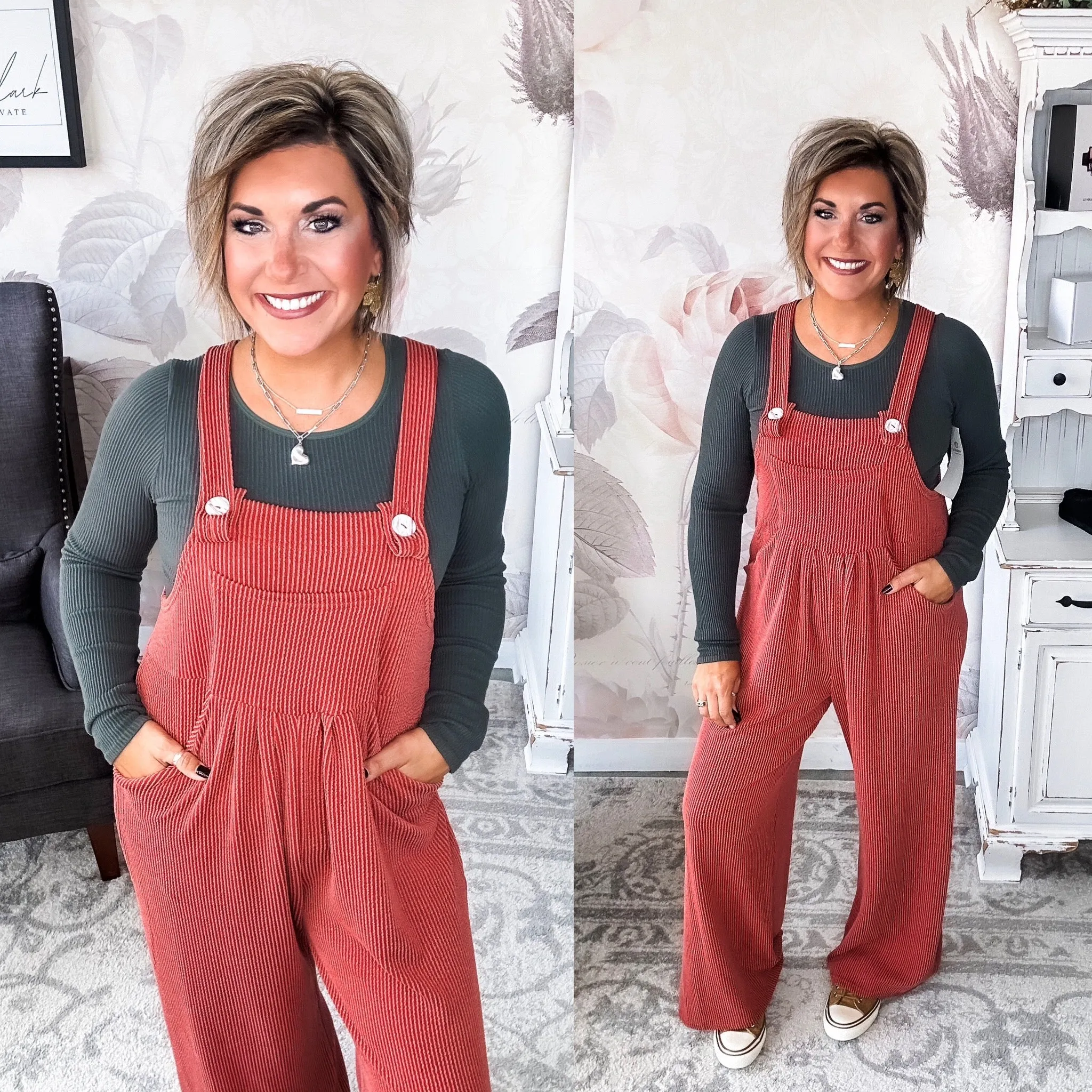 Breaking My Heart Boho Overalls - Rust