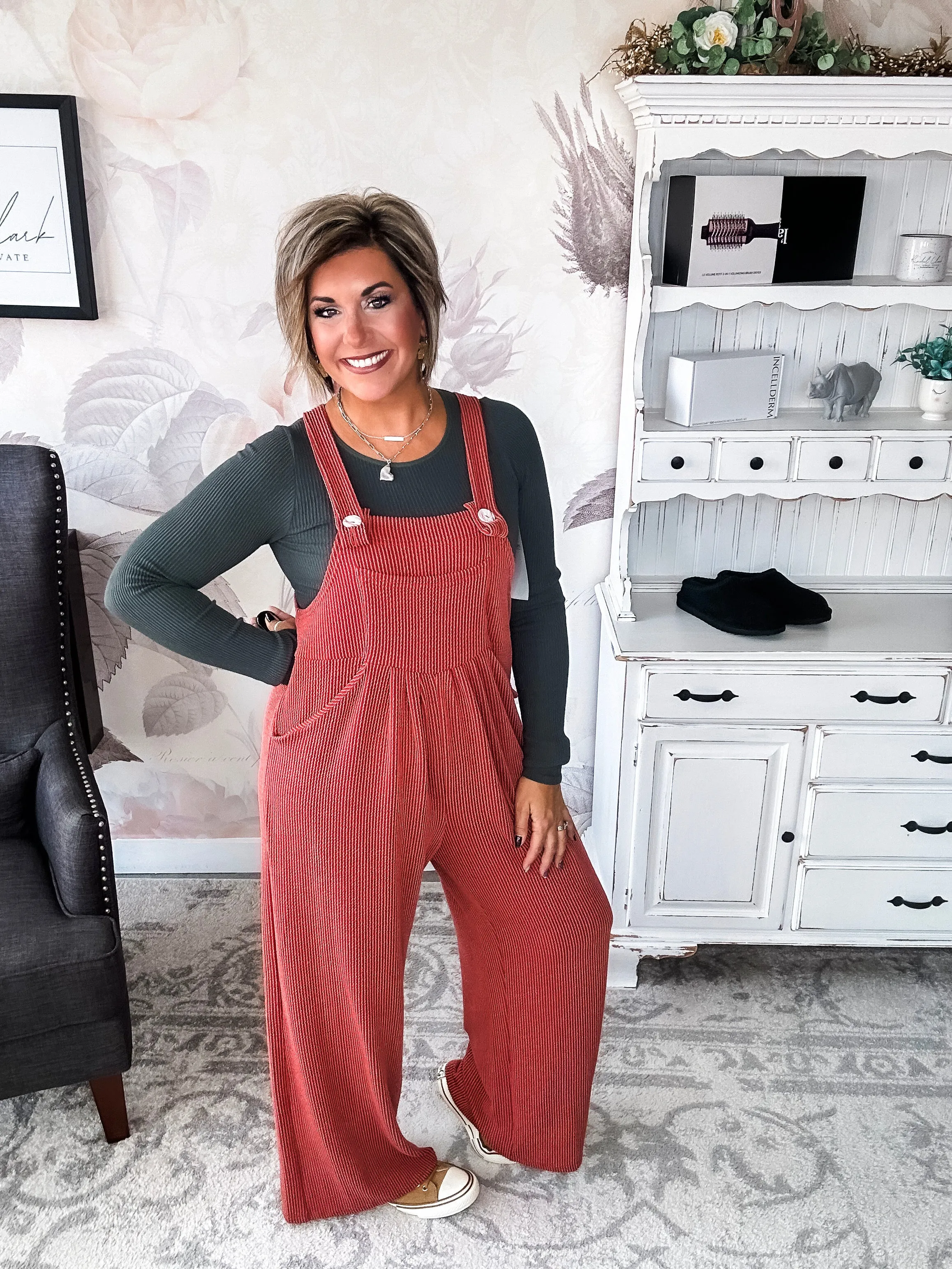 Breaking My Heart Boho Overalls - Rust