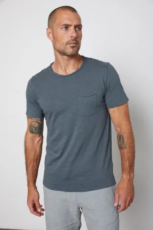 CHAD RAW EDGE COTTON SLUB POCKET TEE