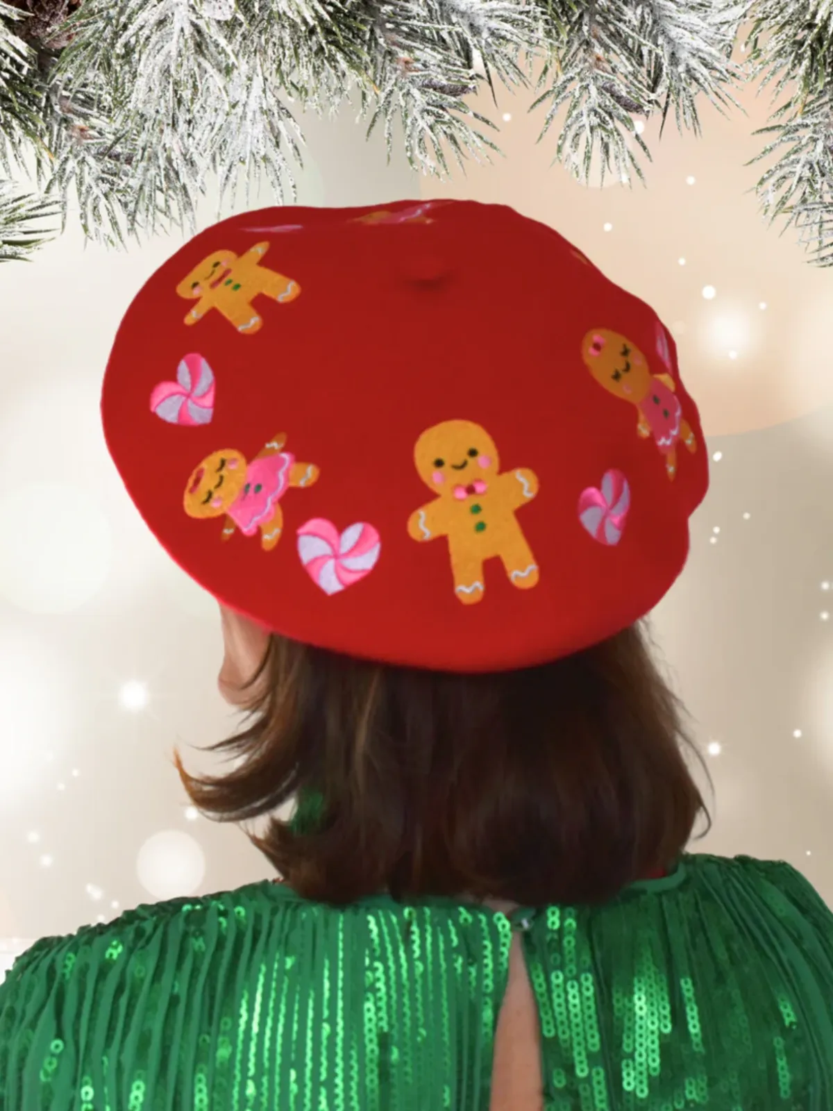 Cheerful Holiday Beret with Adorable Holiday Details