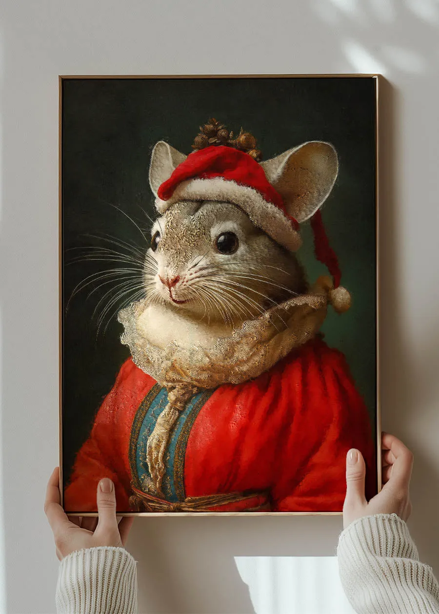 Christmas Chinchilla Animal Portrait Print