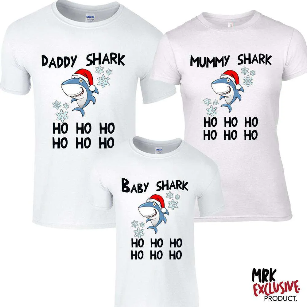 Christmas Shark Family Matching White Tees (MRK X)