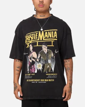 Culture Kings X WWE Bret "The Hit Man" Hart vs. Shawn Michaels Wrestlemania XII Vintage T-Shirt Black Acidwash