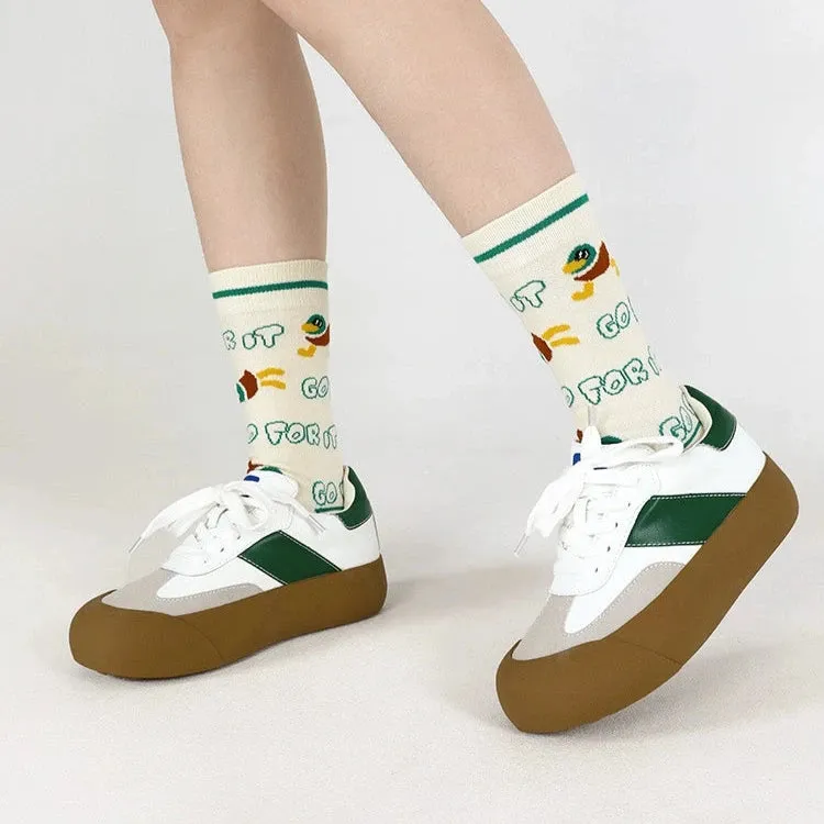 Cute Duck Bill 3D Striped Medium Tube Socks