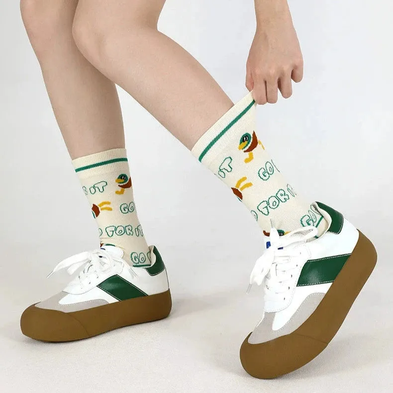 Cute Duck Bill 3D Striped Medium Tube Socks