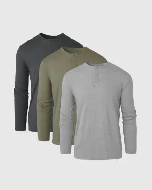 Dark Hues Long Sleeve Henley 3-Pack