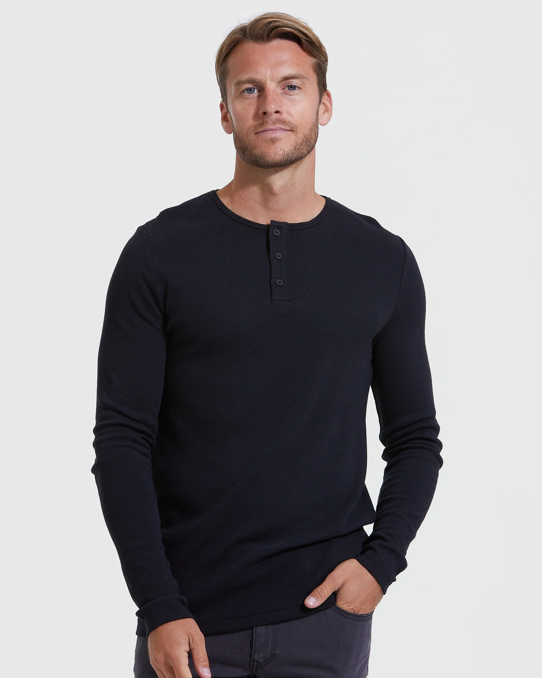 Dark Tones Waffle Henley 3-Pack