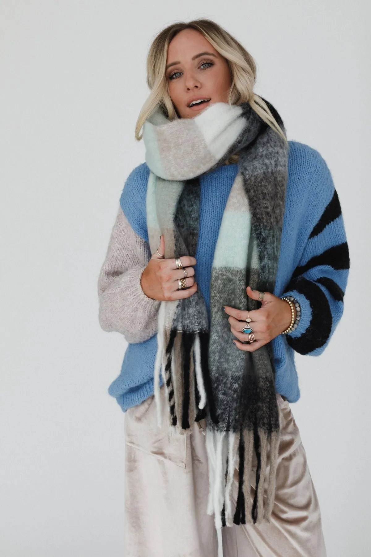 Everest Cozy Plaid Scarf - Blue