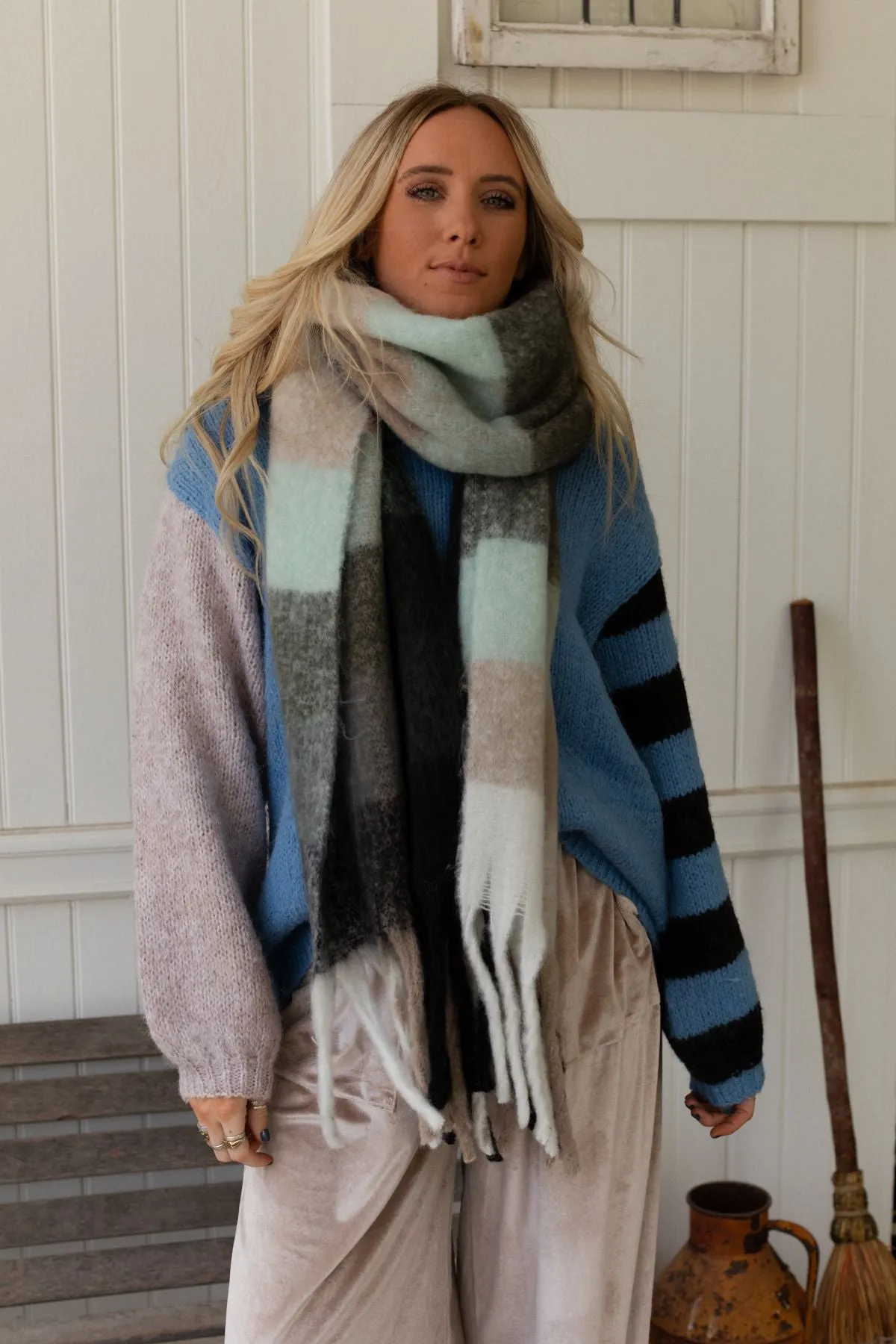 Everest Cozy Plaid Scarf - Blue