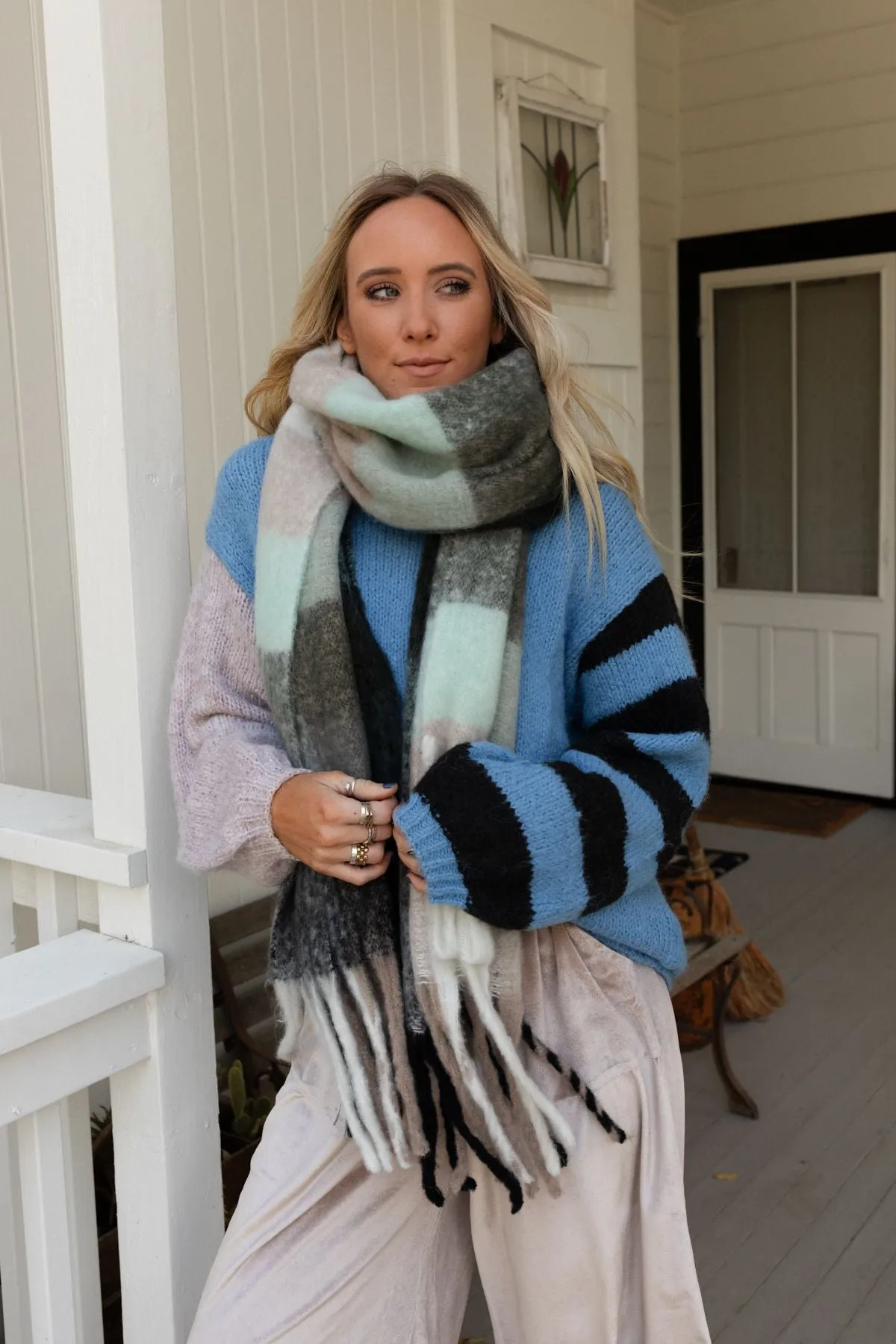 Everest Cozy Plaid Scarf - Blue