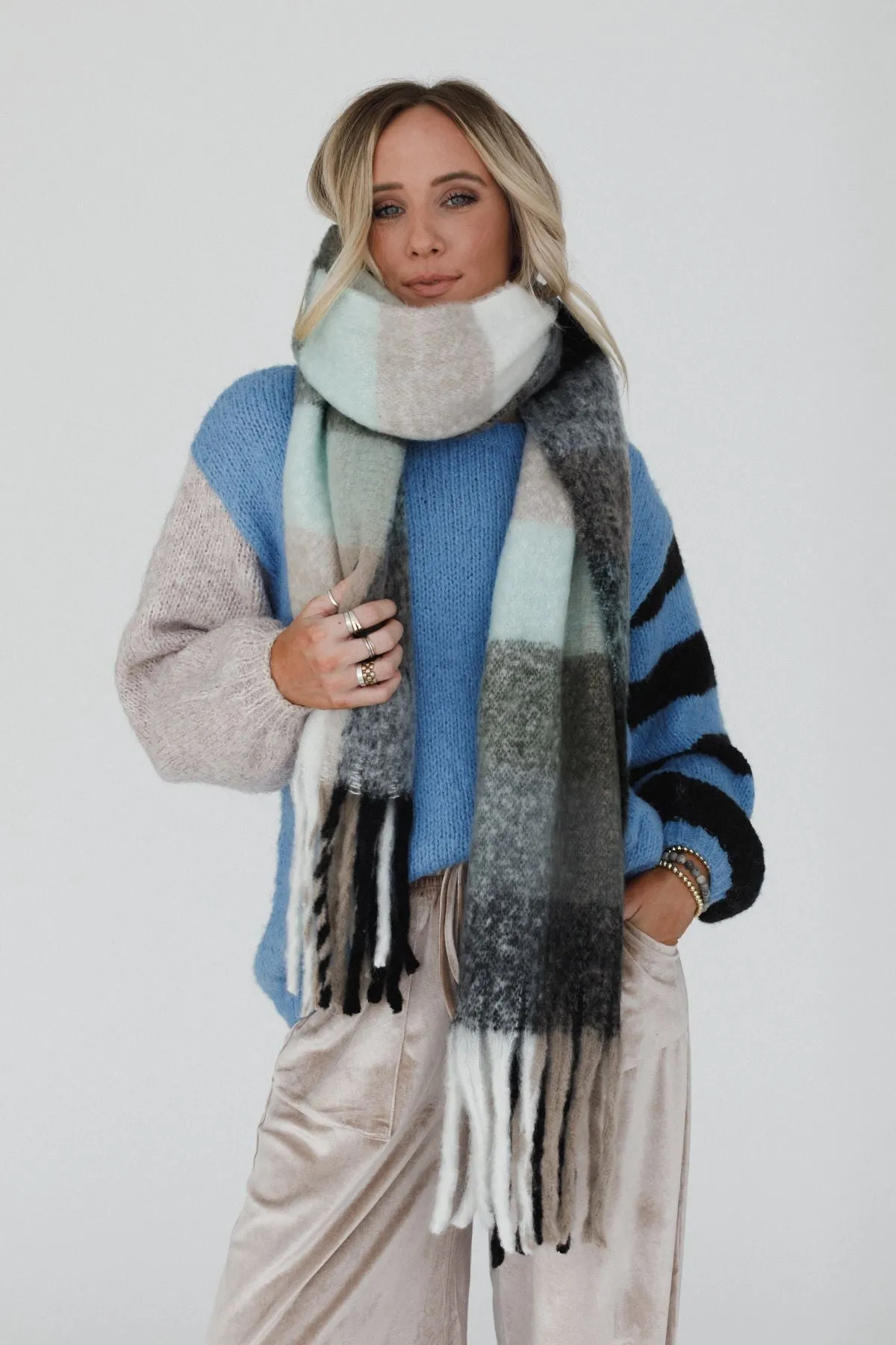 Everest Cozy Plaid Scarf - Blue