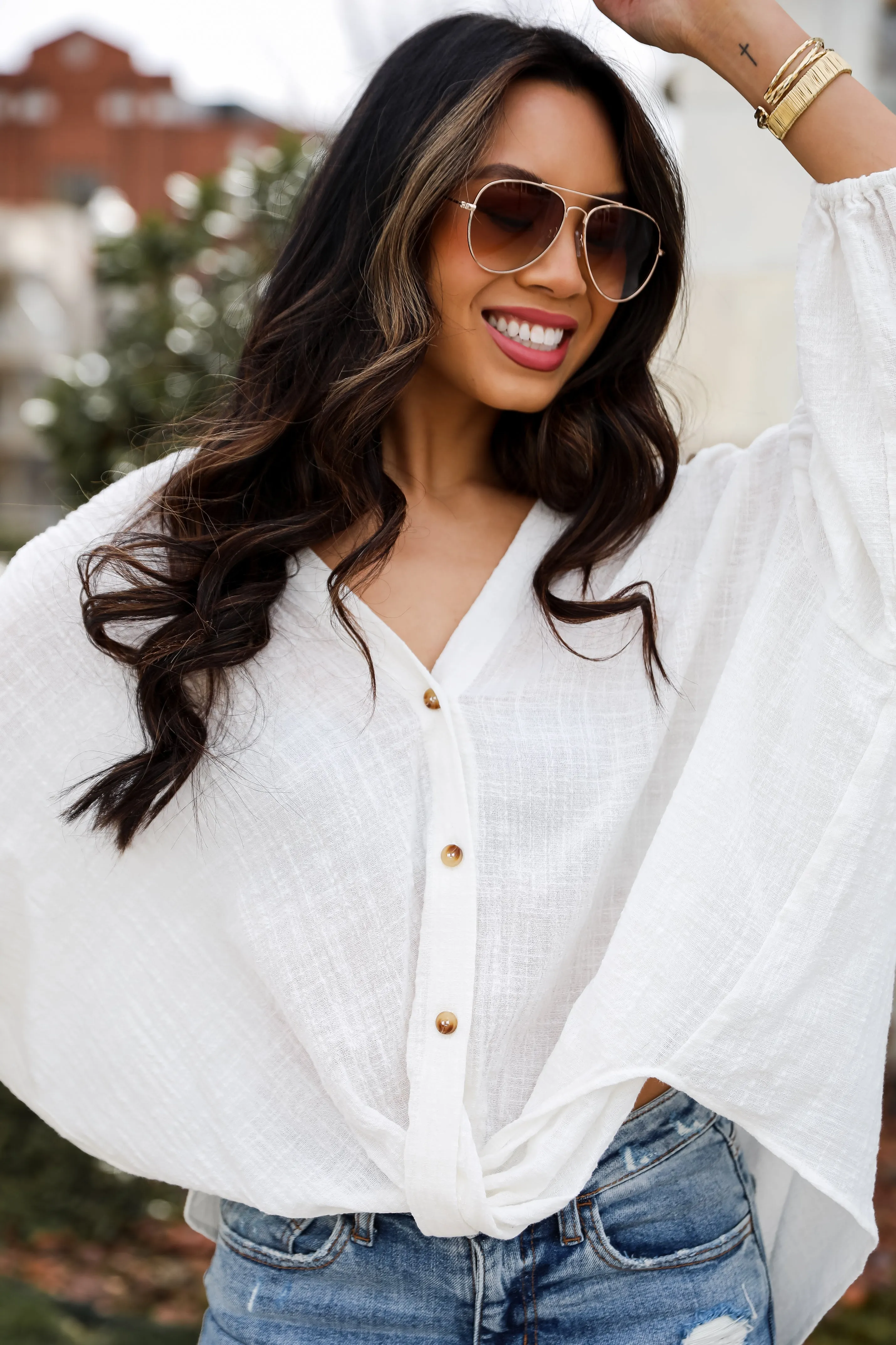 FINAL SALE - Blissful Simplicity White Linen Blouse