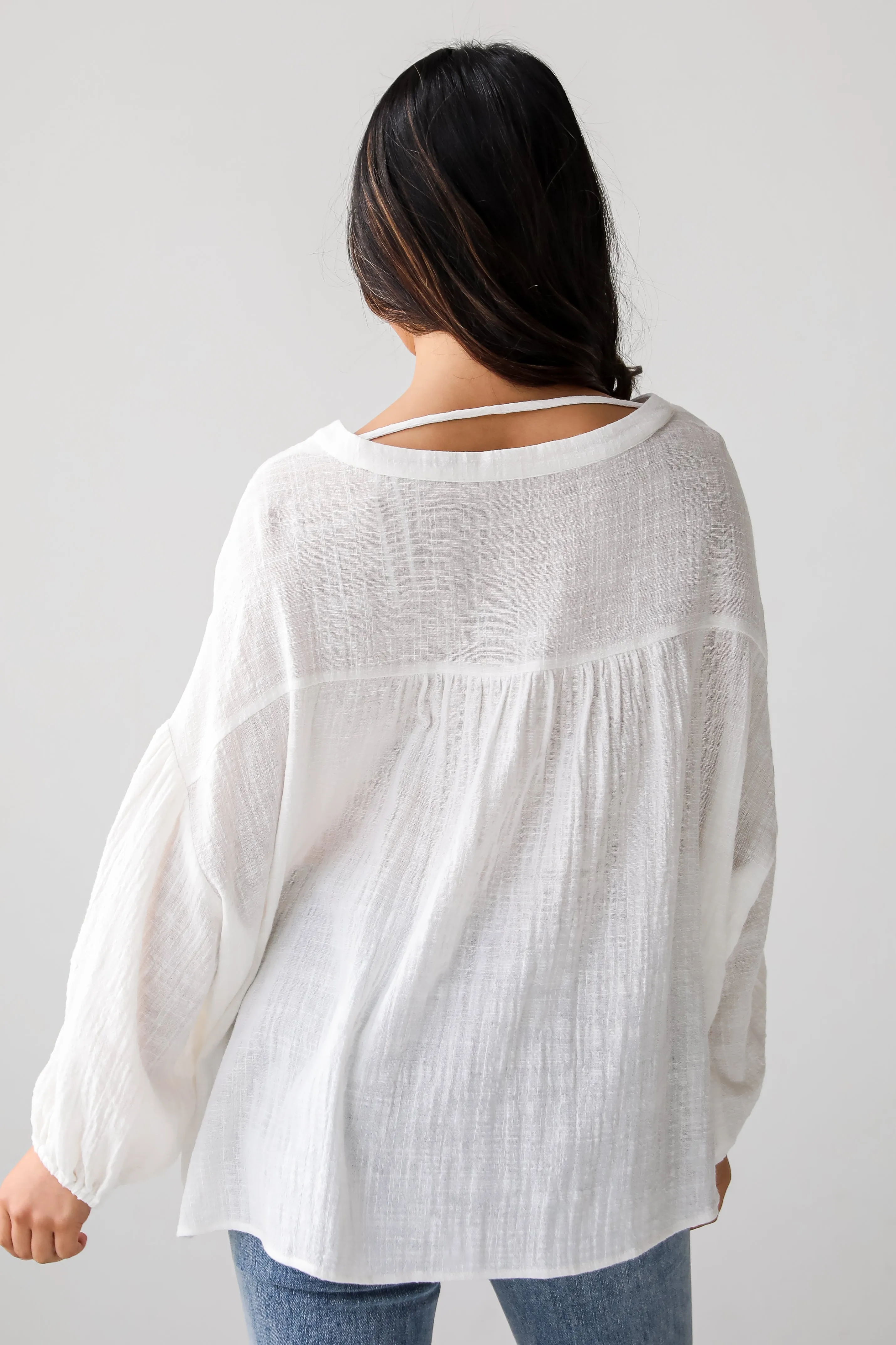 FINAL SALE - Blissful Simplicity White Linen Blouse