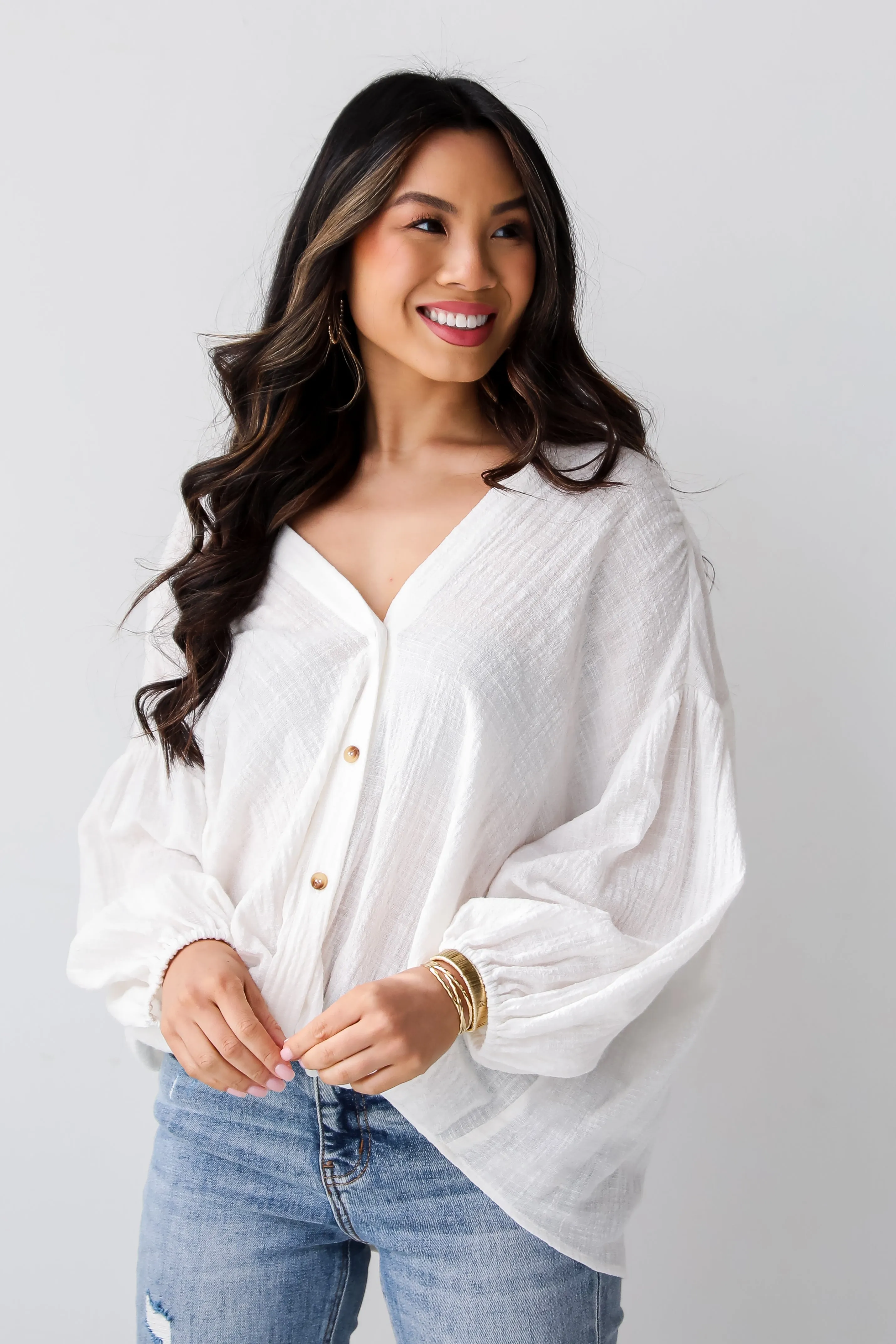 FINAL SALE - Blissful Simplicity White Linen Blouse