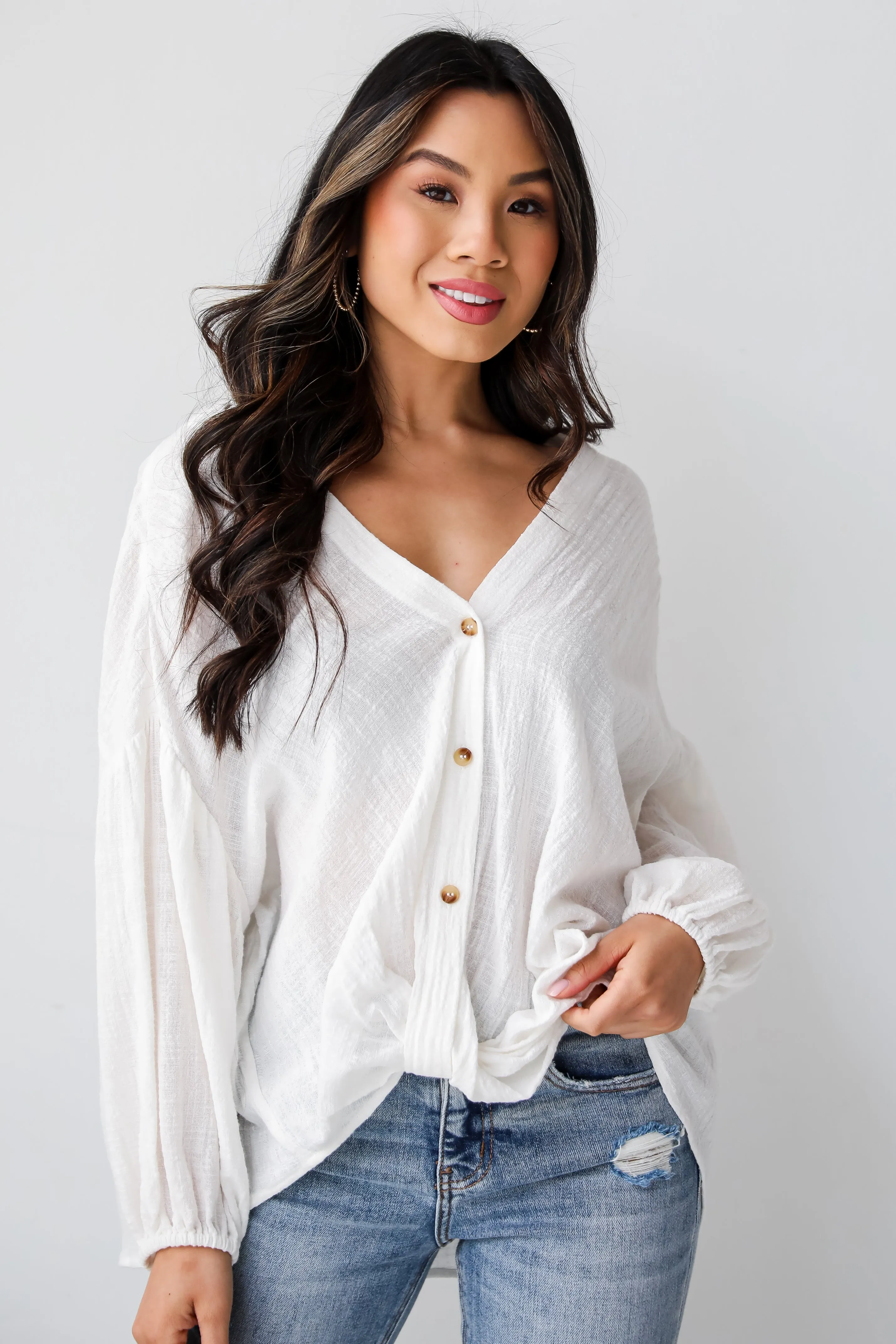 FINAL SALE - Blissful Simplicity White Linen Blouse