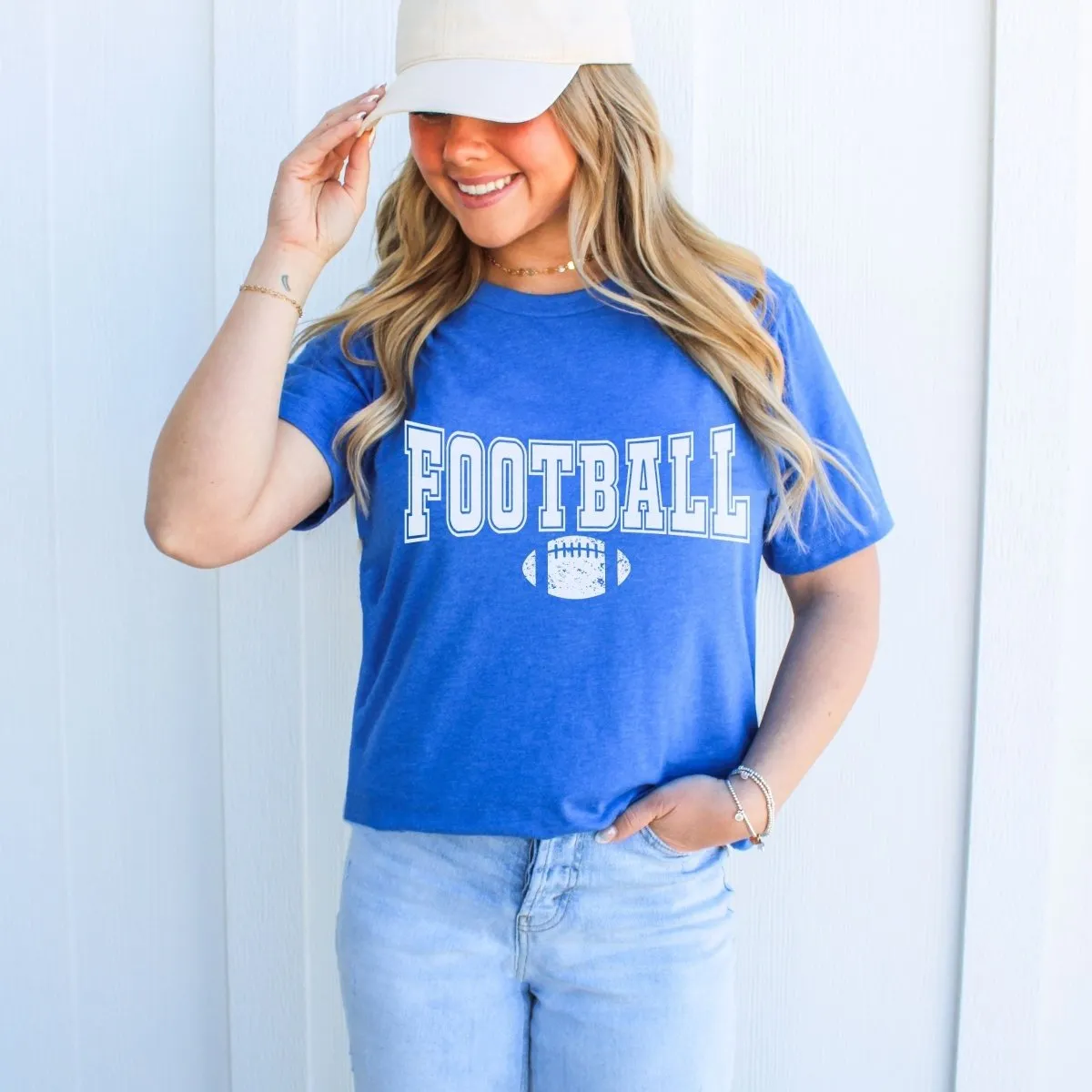 Football With Distressed Football Graphic Tee