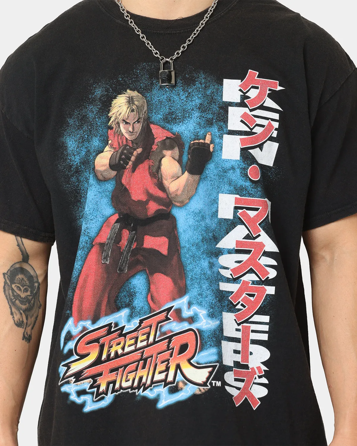 Goat Crew X Street Fighter Ken Masters Vintage T-Shirt Black Wash