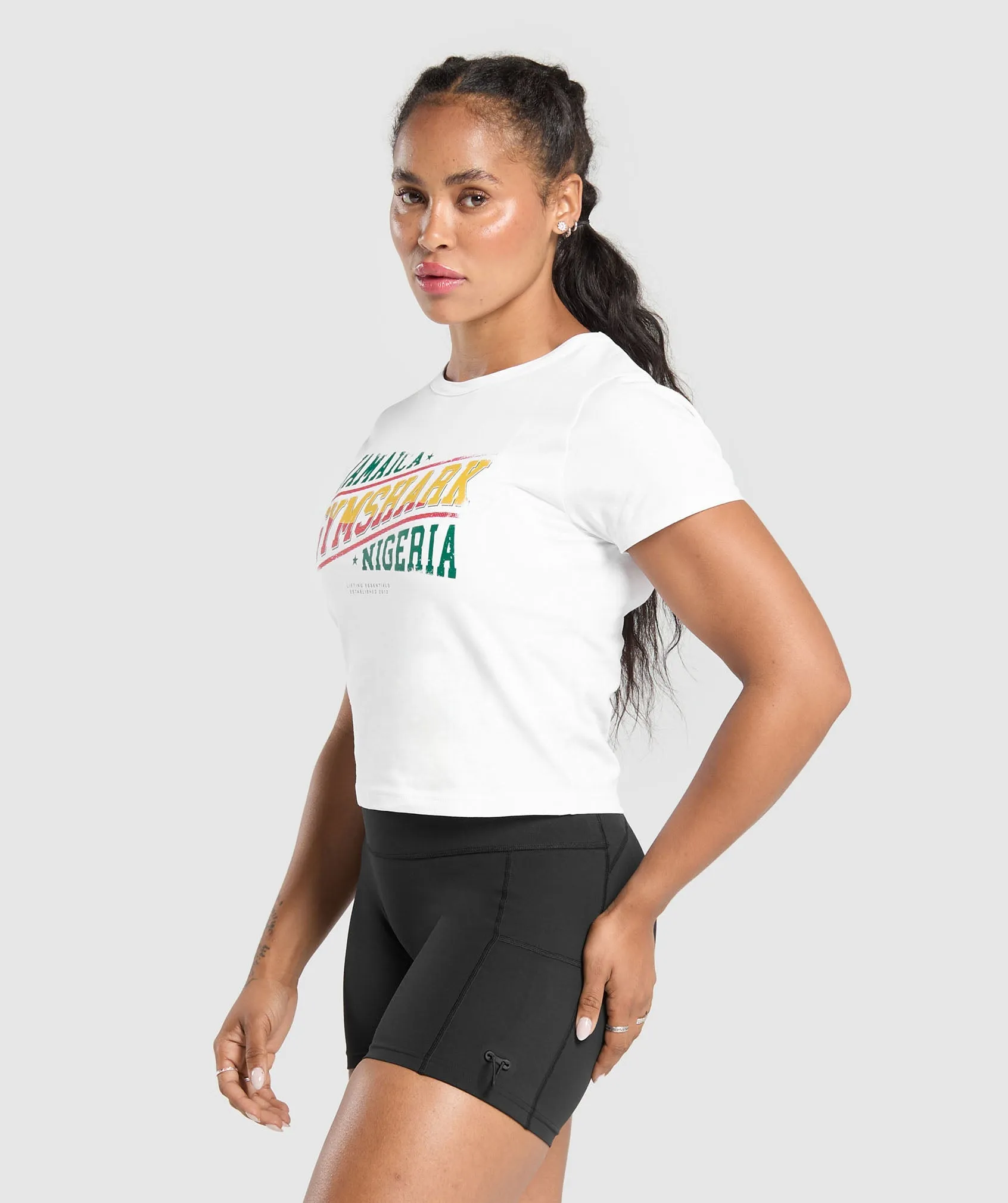 Gymshark Indiyah and Dami x Graphic Baby Tee - White