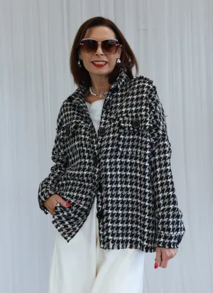 HELENA HOUNDSTOOTH JACKET - TAUPE