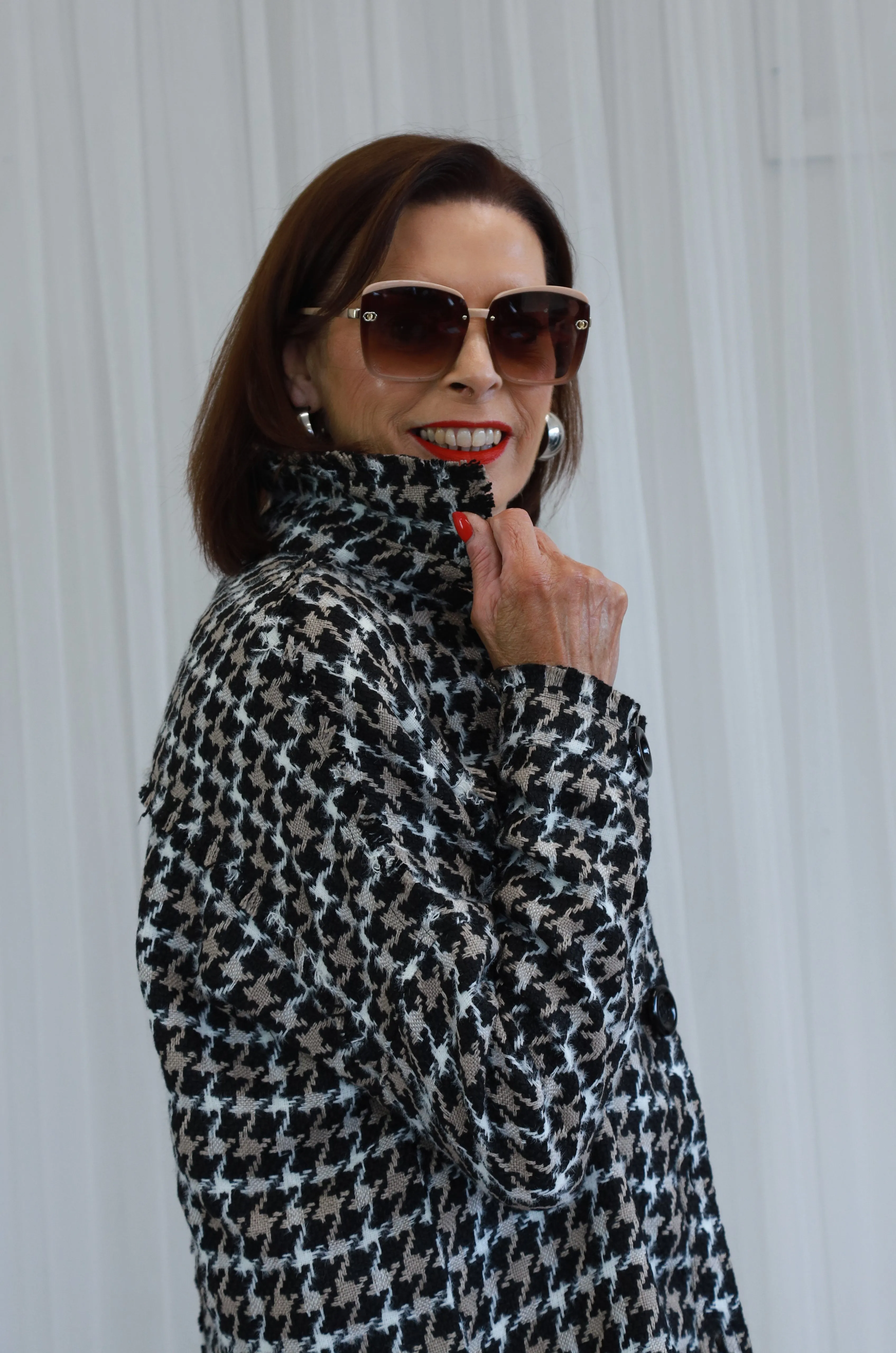 HELENA HOUNDSTOOTH JACKET - TAUPE