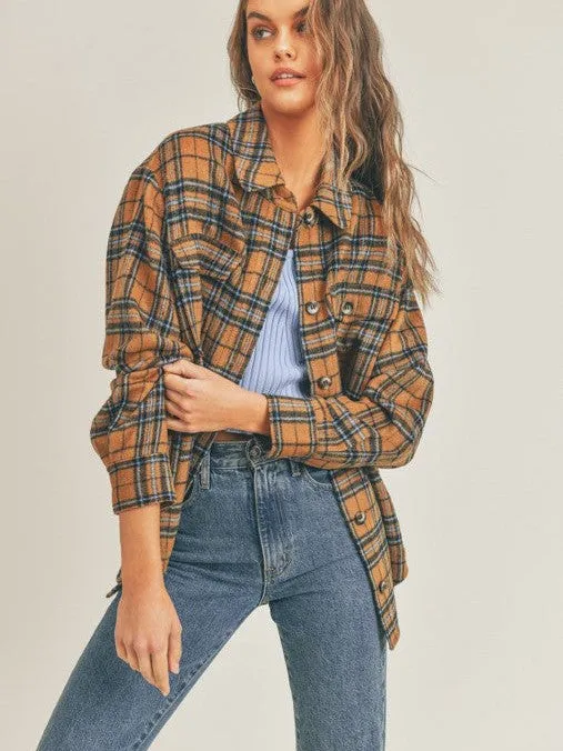 Hello Fall Plaid Flannel Shacket