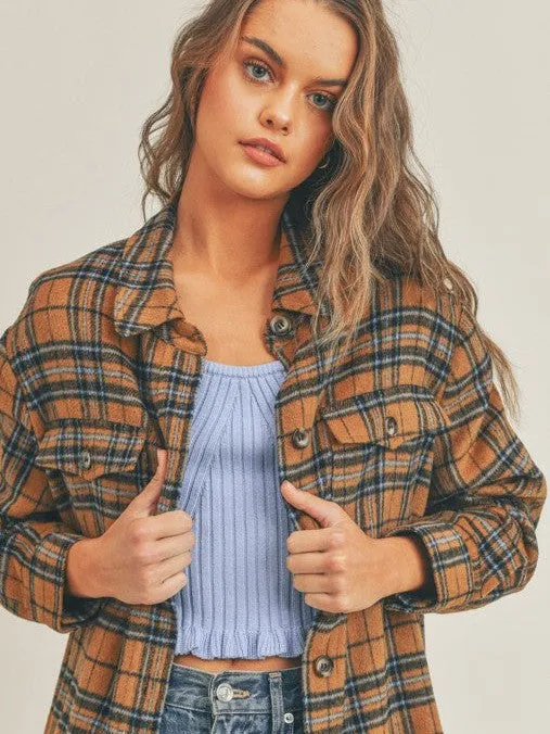 Hello Fall Plaid Flannel Shacket