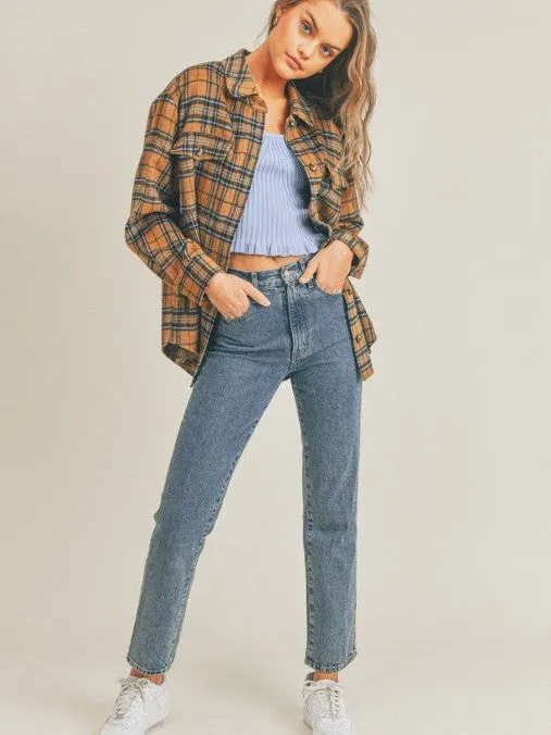 Hello Fall Plaid Flannel Shacket