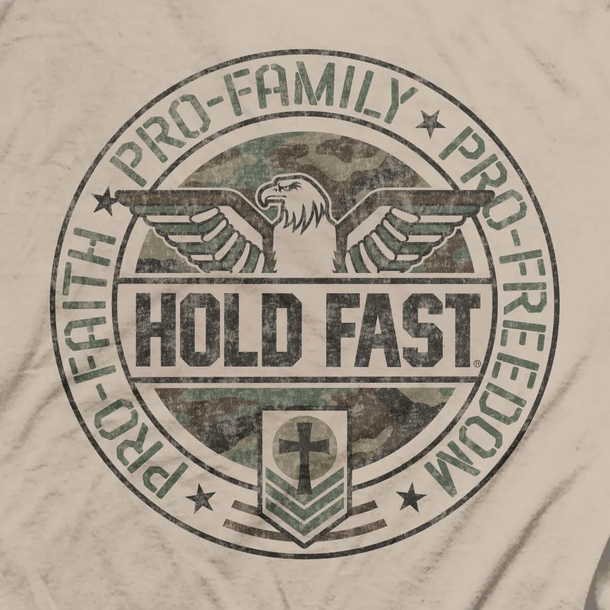 Hold Fast Mens T-Shirt Pro Faith Family Freedom Eagle