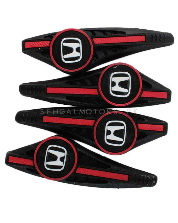 Honda Logo Door Guards Protector Black and Red - Edge Protection Anti-Scratch Buffer Strip