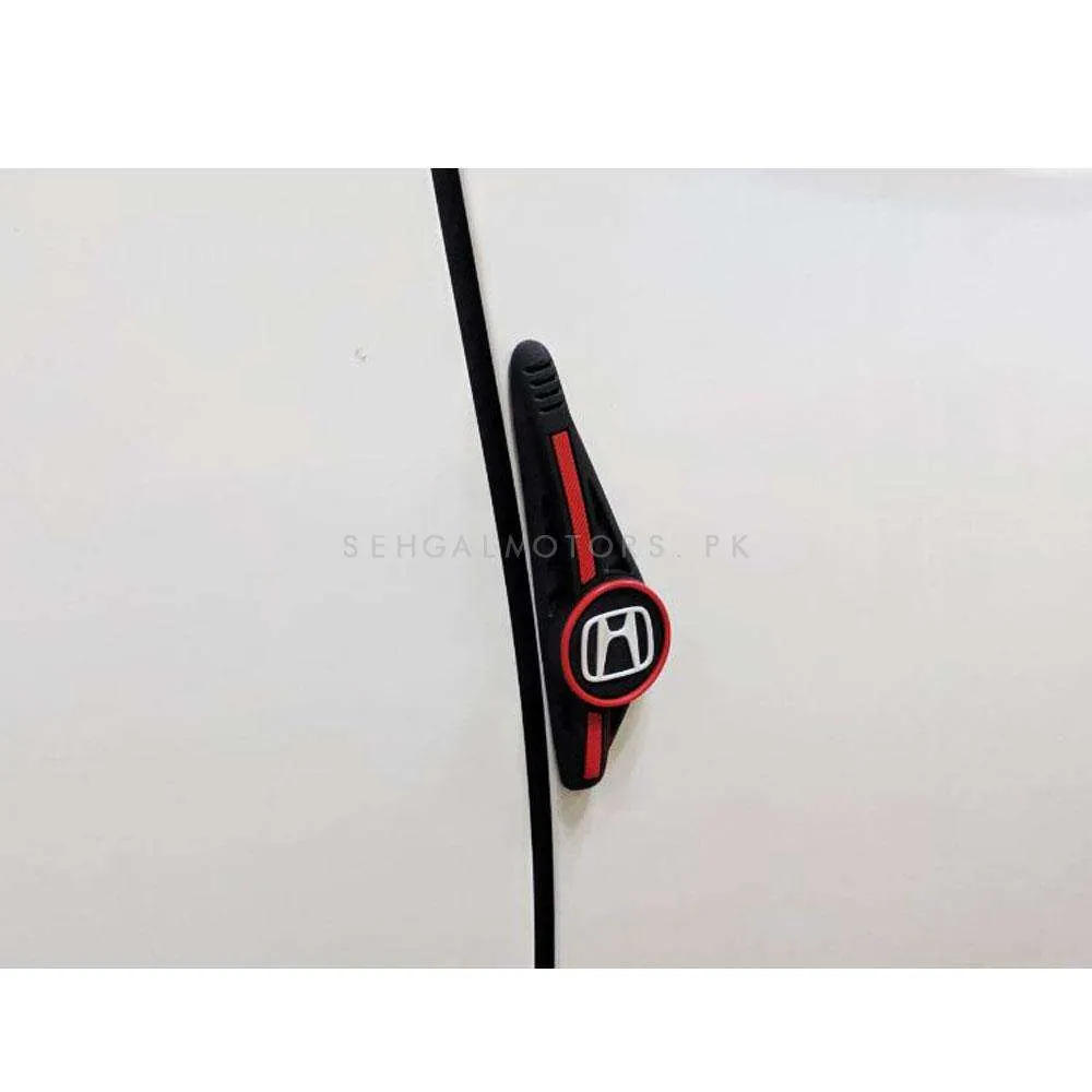 Honda Logo Door Guards Protector Black and Red - Edge Protection Anti-Scratch Buffer Strip