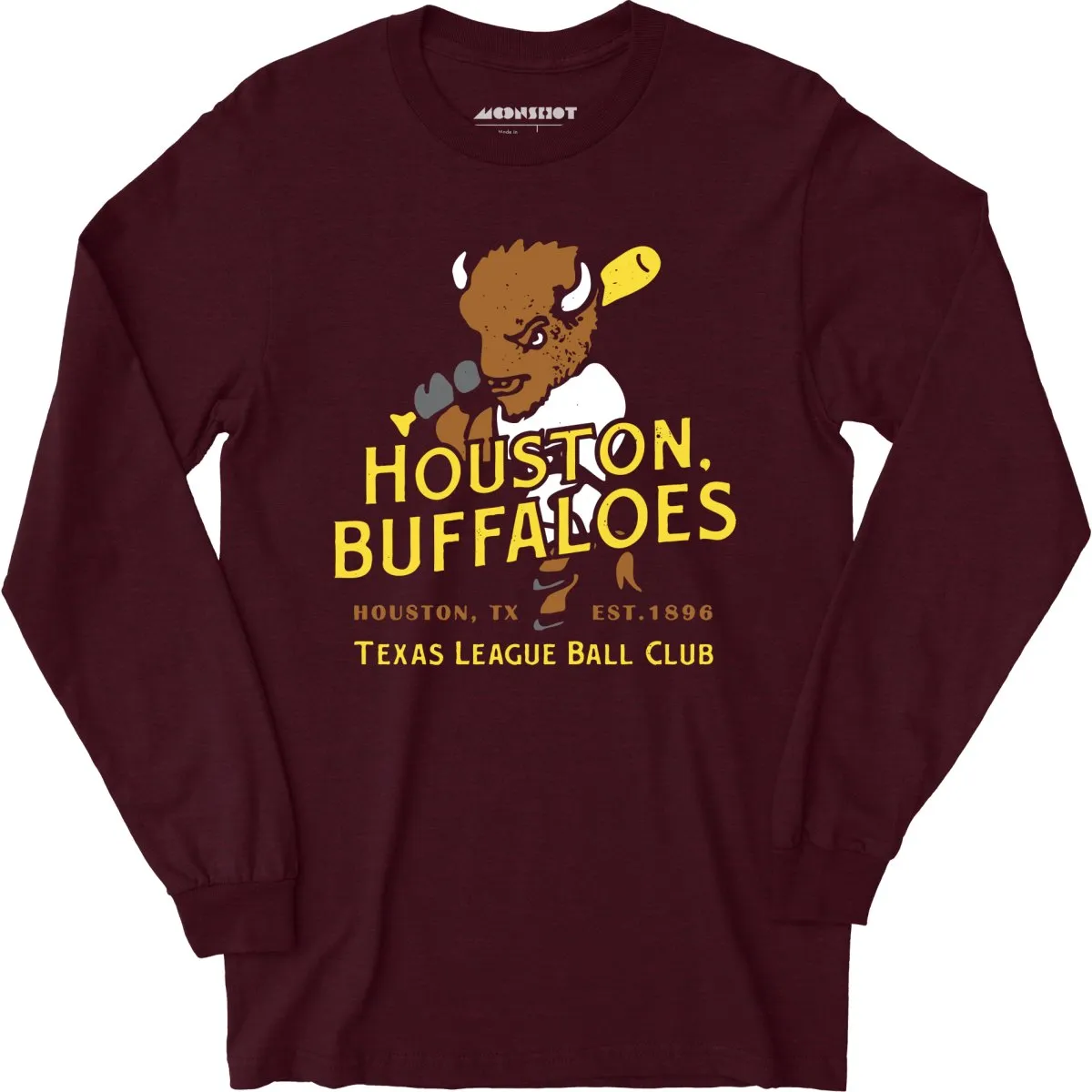 Houston Buffaloes - Texas - Vintage Defunct Baseball Teams - Long Sleeve T-Shirt