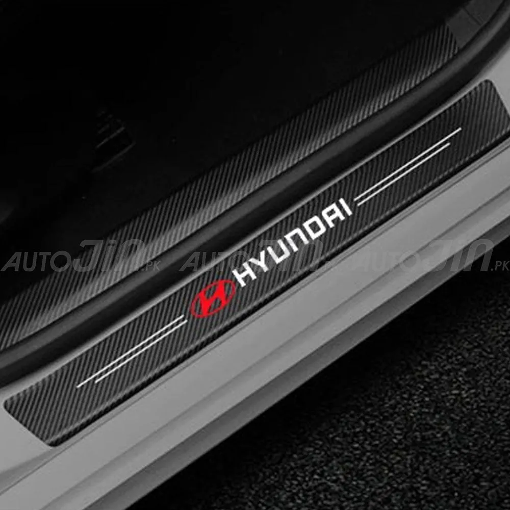 Hyundai Logo Car Door Floor Panel Guard Carbon Fiber