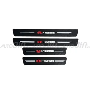 Hyundai Logo Car Door Floor Panel Guard Carbon Fiber