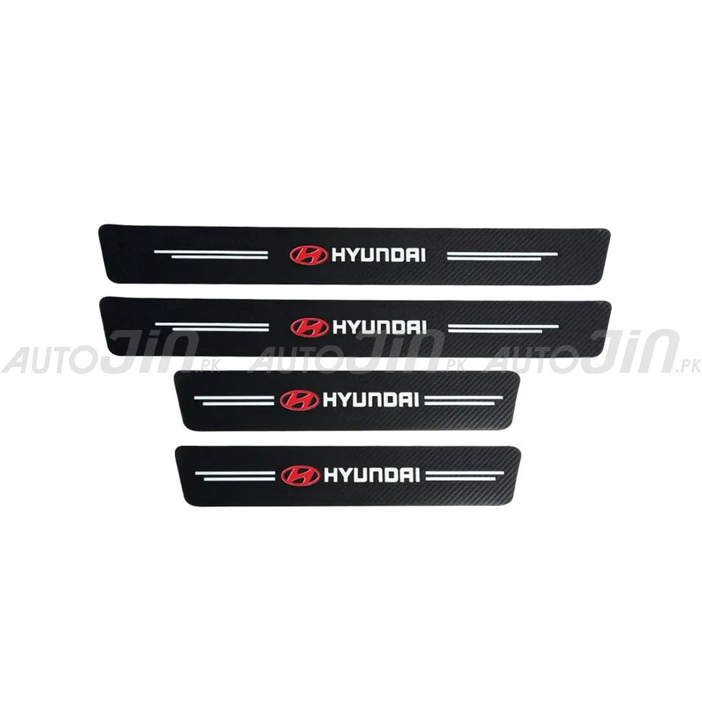 Hyundai Logo Car Door Floor Panel Guard Carbon Fiber