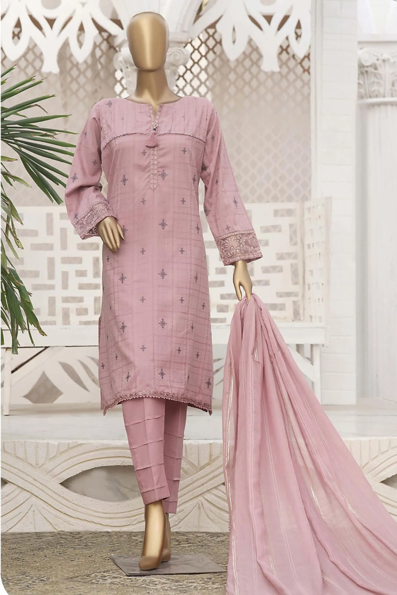 Hz Festive Stitched 3 Piece Emb Jacquard Collection2023-HZJ-02-A-Selmon