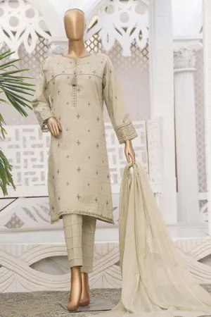 Hz Festive Stitched 3 Piece Emb Jacquard Collection2023-HZJ-03-B-Beige