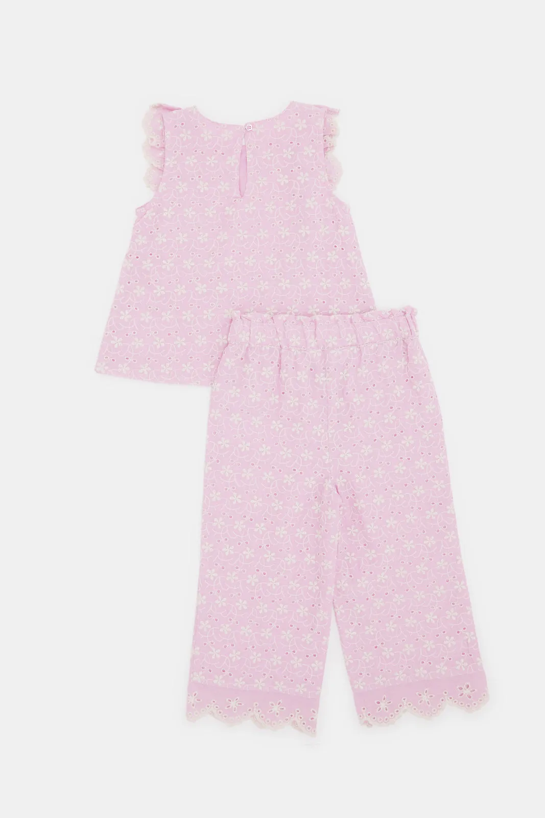 Infant Girls Lilac Textured Schiffly Set (2 Piece)