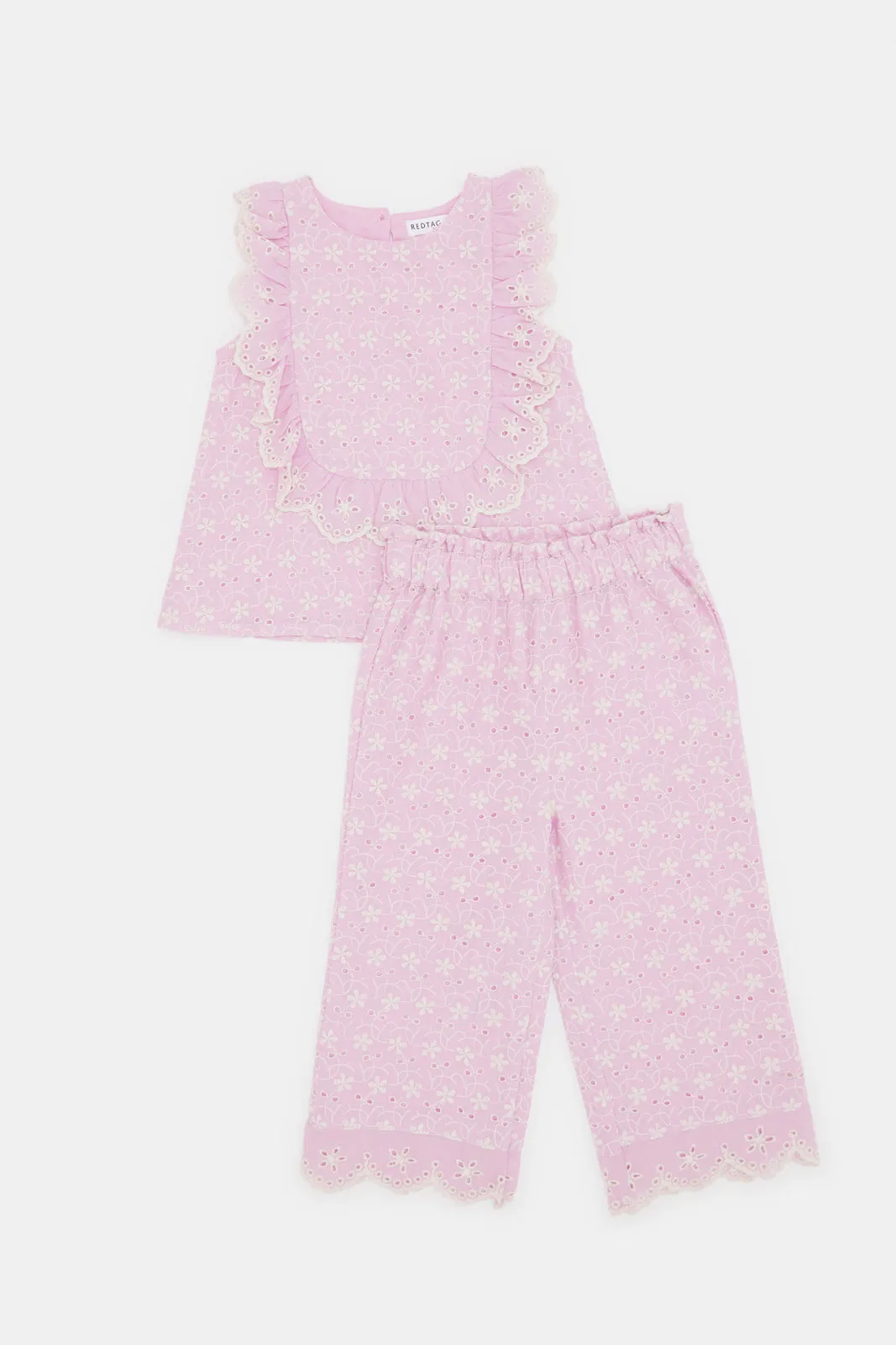 Infant Girls Lilac Textured Schiffly Set (2 Piece)